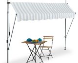Relaxdays - Clamp Awning, 200 x 120 cm, Height Adjustable, No Drilling Required, UV Protection, White/Grey 4052025984298 10041468_831_GB