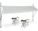 Relaxdays - Clamp Awning, 400 x 120 cm, Height Adjustable, No Drilling Required, UV Protection, White/Grey 4052025984250 10041468_835_GB