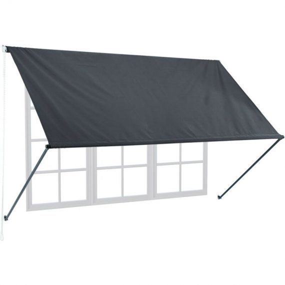 Relaxdays - Window Awning, H x W: approx. 120 x 250 cm, UV Protection, Weather-Resistant, Polyester, Anthracite Grey 4052025984229 10041469_832_GB
