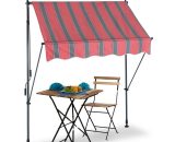 Clamp Awning, 150 x 120 cm, Height Adjustable, No Drilling Required, uv Protection, Grey/Red - Relaxdays 4052025984366 10041467_773_GB