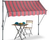 Clamp Awning, 200 x 120 cm, Height Adjustable, No Drilling Required, uv Protection, Grey/Red - Relaxdays 4052025984359 10041467_831_GB