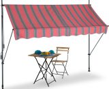 Relaxdays - Clamp Awning, 250 x 120 cm, Height Adjustable, No Drilling Required, UV Protection, Grey/Red 4052025984342 10041467_832_GB