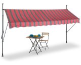 Relaxdays - Clamp Awning, 350 x 120 cm, Height Adjustable, No Drilling Required, UV Protection, Grey/Red 4052025984328 10041467_834_GB