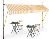 Clamp Awning, 350 x 120 cm, Height Adjustable, No Drilling Required, uv Protection, White/Orange - Relaxdays 4052025984564 10041463_834_GB