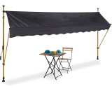 Relaxdays - Clamp Awning, 350 x 120 cm, Height Adjustable, No Drilling Required, UV Protection, Gold/Anthracite 4052025984984 10041459_834_GB