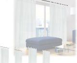 Set of 6 Curtains, HxW: 175x140 cm, Semi-transparent, Decorative, Living Room & Bedroom, with Loops, White - Relaxdays 4052025405540 10040554_0_GB