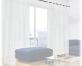 Set of 2 Curtains, HxW: 245 x 140 cm, Semi-transparent, Decorative, Living Room & Bedroom, with Loops, White - Relaxdays 4052025405601 10040560_0_GB