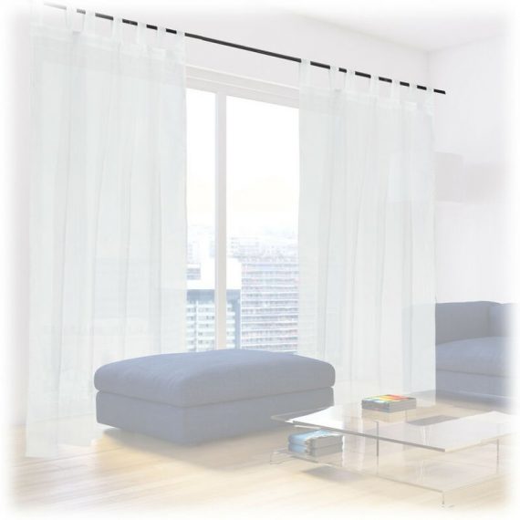 Set of 2 Curtains, HxW: 245 x 140 cm, Semi-transparent, Decorative, Living Room & Bedroom, with Loops, White - Relaxdays 4052025405601 10040560_0_GB