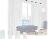 Set of 6 Curtains, HxW: 225 x 140 cm, Semi-transparent, Decorative, Living Room & Bedroom, with Loops, White - Relaxdays 4052025405588 10040558_0_GB