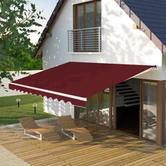 Costway - 2.5x3m Patio Awning Manual Garden Canopy Sun Shade Retractable Shelter Outdoor 617748471520 OP70565WN