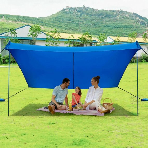 Costway - Beach Tent Portable UPF 50+ UV Protection Canopy Sun Shelter W/ Sand Anchor 615200227548 OP70407BL