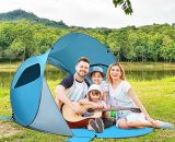 Costway - 4 Person Pop Up Beach Tent UV Sun Protection UPF 50+ Waterproof Shelter W/ Bag 615200228187 GP11614BL