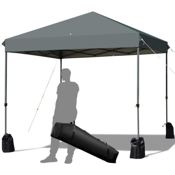 COSTWAY 2.5x2.5M Pop up Gazebo, 3-Position Height Adjustable Commercial Instant Canopy Tent with Roller Bag and 4 Sandbags, Garden Patio Sun Shelter 615200204808 OP70299GR
