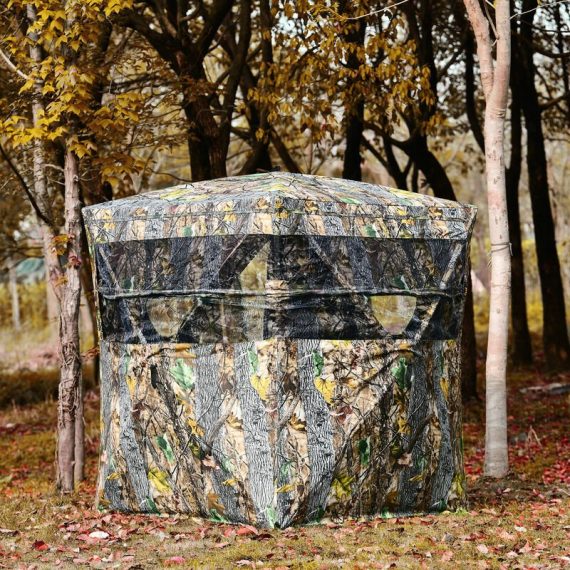 Costway - 3 Person Portable Hunting Blind Pop-Up Shooting Ground Blind Tent Mesh Windows 615200222918 OP70858