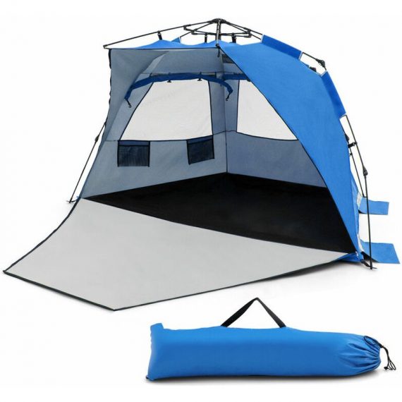 Instant Pop-up Beach Tent 3-4 Persons Foldable Portable Beach Shade W/Carry Bag 6085650639996 GP11666BL
