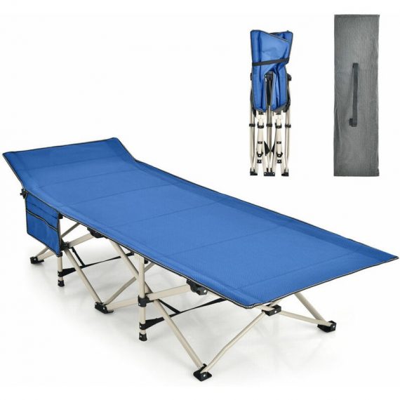 Wide Foldable Camping Cot Heavy-Duty Steel Indoor & Outdoor Sleeping Cot W/ Bag 6085650638074 NP10346BLGB
