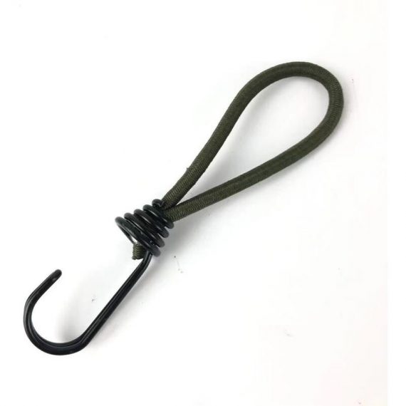 10 Professional elastic rubber tensioner with hook (150 mm) for tarpaulin, army green BAY-22978
