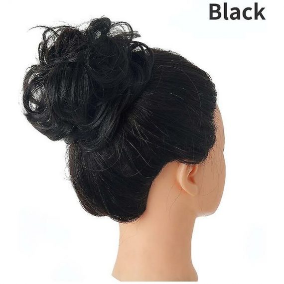 new Fashion Synthetic Women Hair Pony Tail Hair Extension Bun Hairpiece Scrunchie Elastic Wedding Wave Curly(black) - Thsinde 9424978428252 9424978428252