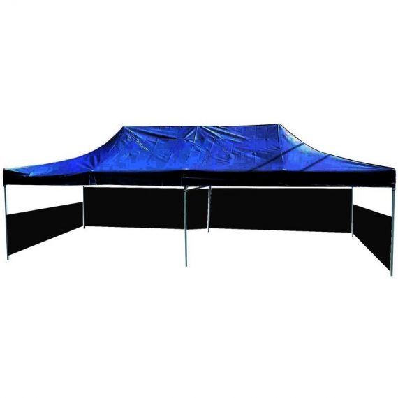 Folding gazebo tent canopy black 300x600cm with side fabrics - Primematik 8434852056182 DS03400