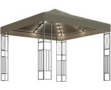 Hommoo - Gazebo with LED String Lights 3x3 m Taupe Fabric DDvidaXL3070330_UK