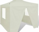 Foldable Tent 3x3 m with 4 Walls Cream - Hommoo DDVD26509_UK