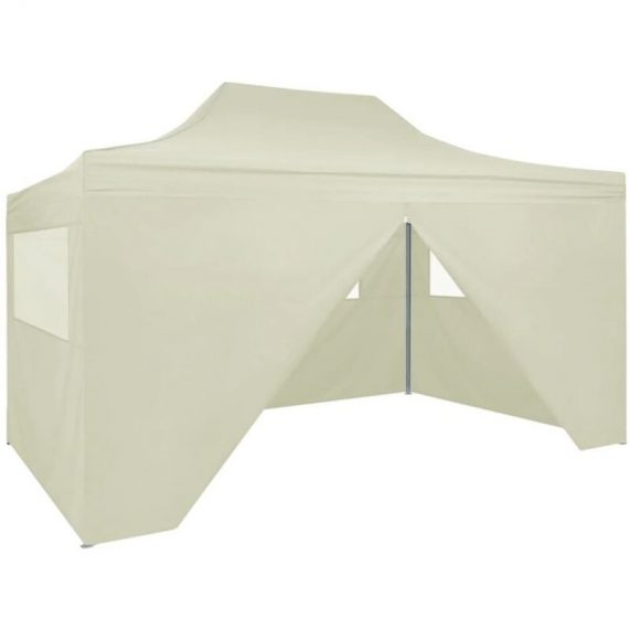 Hommoo - Professional Folding Party Tent with 4 Sidewalls 3x4 m Steel Cream DDvidaXL48894_UK