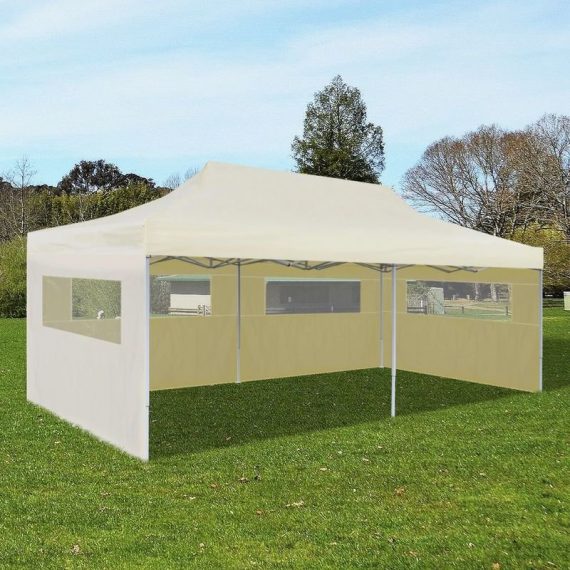Hommoo - Cream Foldable Pop-up Party Tent 3 x 6 m VD26592_UK