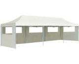 Hommoo Folding Pop-up Party Tent with 5 Sidewalls 3x9 m Cream VD29141 VD29141_UK