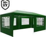 3x6m Rimini Gazebo 18m² Marquee With 6 Side Panels Water Repellent SPF50+ UV Protection Pavilion Tent Festival Green (UV-Protection) - Casaria 4250525351835 105738
