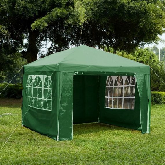 3x3m Gazebo Waterproof Sides Party Tent Marquee Garden Outdoor Canopy, Green 5056512957603 333740