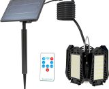 Asupermall - Solar Pendant Lights Indoor/Outdoor Foldable Solar Garage Light with Remote Control, 5-leaf 60 led Solar Powered Shed Lamp for Gazebo K20219-1 755924446792