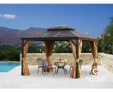 Dancover - Gazebo San Bruno w/curtains and mosquito net, 3x4 m, Brown - Brown 5710828840270 5710828840270