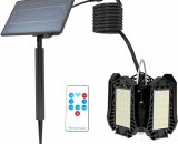 Indoor/Outdoor Solar Pendant Lights Foldable Solar Garage Light with Remote Control, 5 Leaf 60 led Solar Powered Shed Lamp for Gazebo Garage Shop BAY-29242 6286528526237