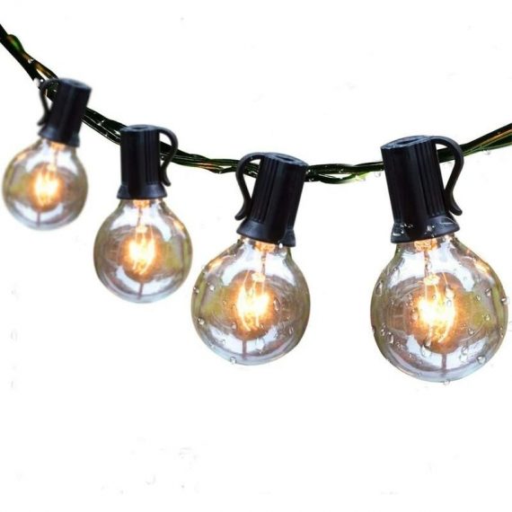 Outdoor String Lights 25ft Patio Lights with 27 G40 Bulbs (2 Spare) Connectable Globe String Lights for Party Tents Patio Gazebo Porch Deck Bistro BAYUK-8036 7613570319774