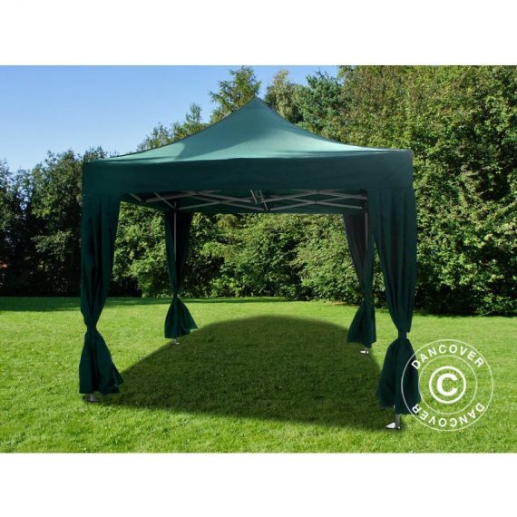 Dancover - Pop up gazebo FleXtents Pop up canopy Folding tent pro 3x3 m Green, incl. 4 decorative curtains - Green 5710828395794 5710828395794