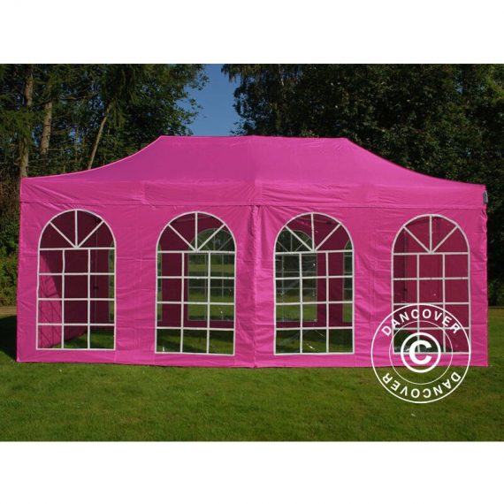Dancover - Pop up gazebo FleXtents Pop up canopy Folding tent pro Vintage Style 3x6 m Pink, incl. 6 sidewalls - Pink 5715233078508 5715233078508