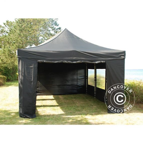 Dancover - Pop up gazebo FleXtents Pop up canopy Folding tent pro 4x6 m Black, incl. 8 sidewalls - Black 5710828578043 5710828578043