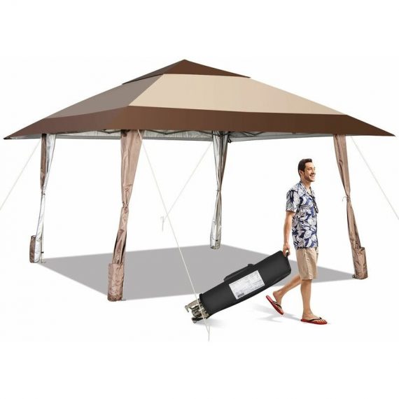 4M x 4M Pop up Gazebo Outdoor Rolling Canopy Tent 3-level Adjustable Shelter NP10845CF