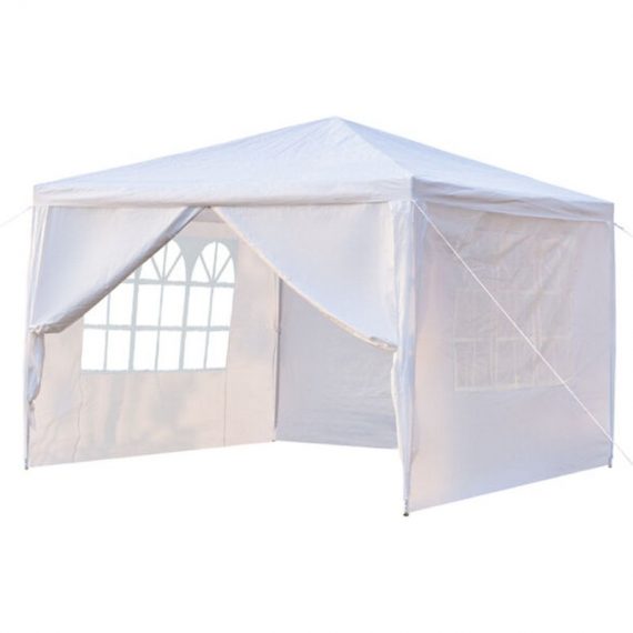 Gazebos 3 x 3m Heavy Duty, Fully Waterproof Gazebo With 4 Removable Side Walls, White Party Tent Anti-UV Garden Marquee With Powder Coated and Steel 20007 140134771633