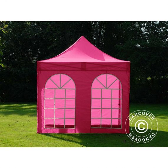 Pop up gazebo FleXtents Pop up canopy Folding tent PRO 3x3 m Pink, incl. 4 sidewalls - Pink 5710828965829 5710828965829