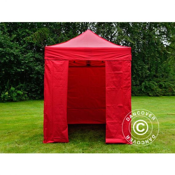 Pop up gazebo FleXtents Pop up canopy Folding tent PRO 2x2 m Red, incl. 4 sidewalls - Red 5710828672505 5710828672505