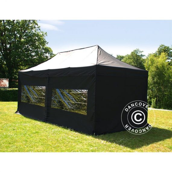 Pop up gazebo FleXtents Pop up canopy Folding tent PRO 2.5x5 m Black, incl. 6 sidewalls - Black 5710828765320 5710828765320