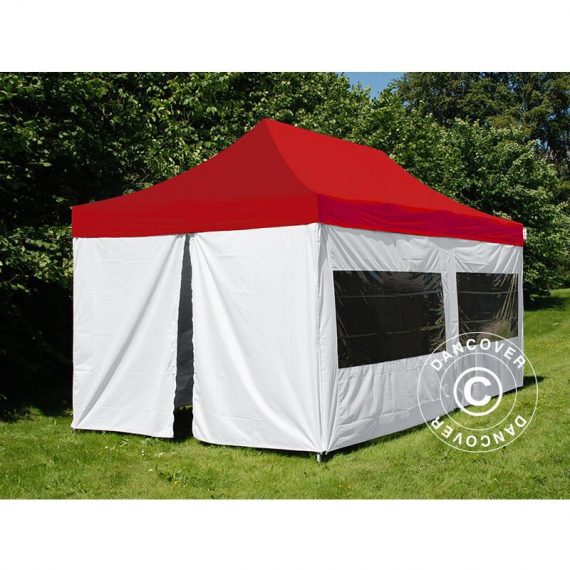 Pop up gazebo FleXtents Pop up canopy Folding tent® PRO, Medical & Emergency tent, 3x6 m, Red/White, incl. 6 sidewalls - White / red 5710828926912 5710828926912