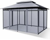 2-Tier Patio Gazebo Outdoor Tent Canopy Shelter W/ Removable Netting Sidewall NP10354GR