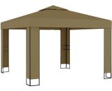 Gazebo with Double Roof 3x3x2.7 m Taupe 180 g/m² Vidaxl Taupe 8720286106389 8720286106389