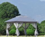 Pop-Up Instant Gazebo Tent with Mosquito Netting Outdoor Canopy Shelter, Double top Garden Gazebos for Patios, Yard, Garden or Outdoor Event, Gray DJYUK127 385606211396
