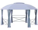 4 x 4.7(m) Gazebo Canopy, Hexagon Tent w/ Netting Steel Frame Grey - Grey - Outsunny 5056534576561 5056534576561