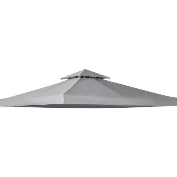 3(m) 2 Tier Garden Gazebo Top Cover Replacement Canopy Roof Light Grey - Light Grey - Outsunny 5056399123917 5056399123917
