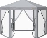 3 x 3(m) Pop Up Gazebo Foldable Canopy Tent w/ Roller Bag, Grey - Grey - Outsunny 5056534580087 5056534580087