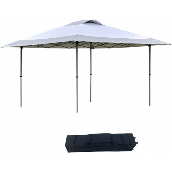 4 x 4m Pop Up Tent Gazebo Outdoor w/ Adjustable Legs and Roller Bag - White - Outsunny 5056399121425 5056399121425